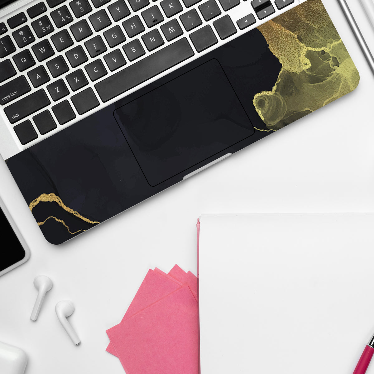 Golden Black Smoke Marble Laptop Skin