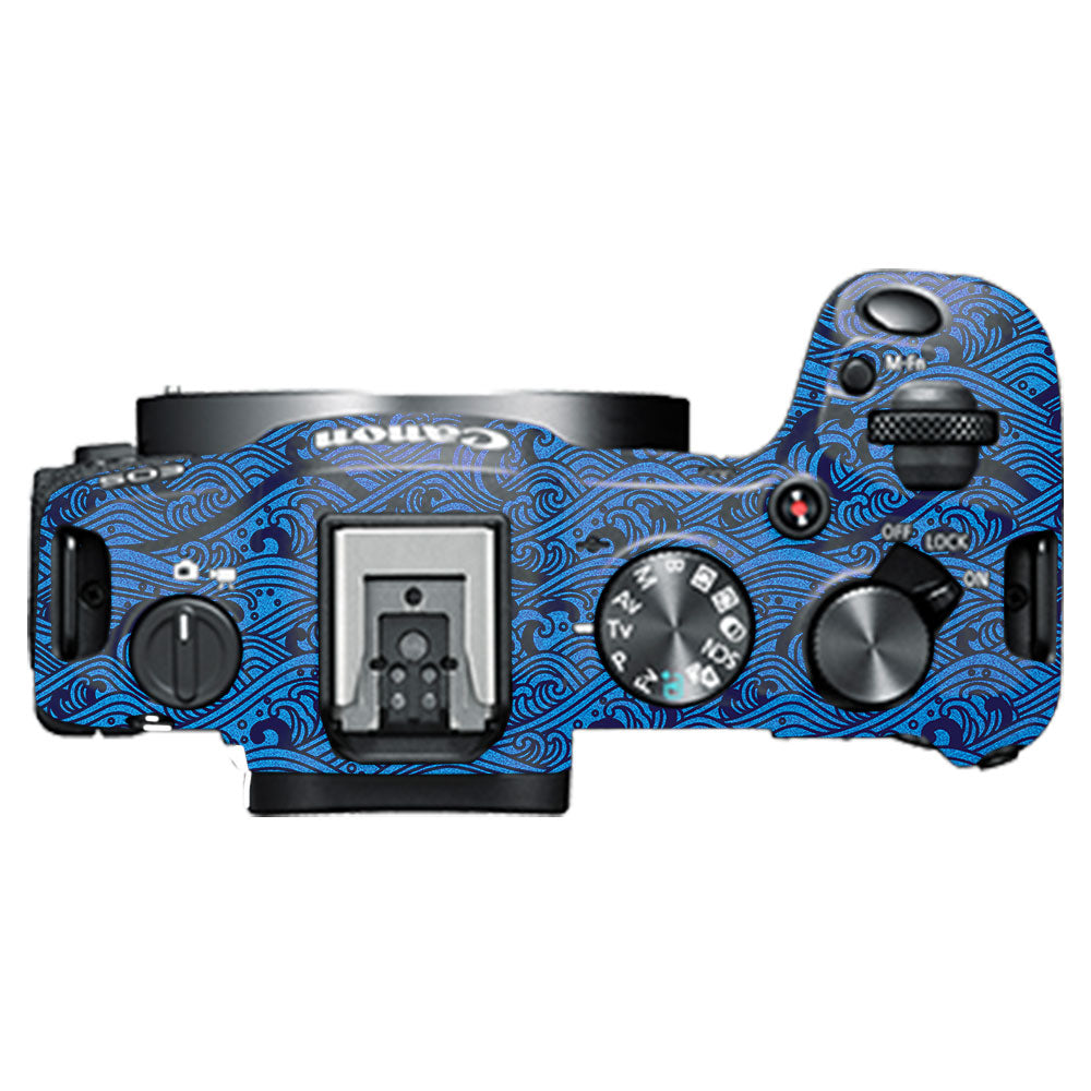 Textured Ocean Wave Blue Canon EOS R8 Camera Skin