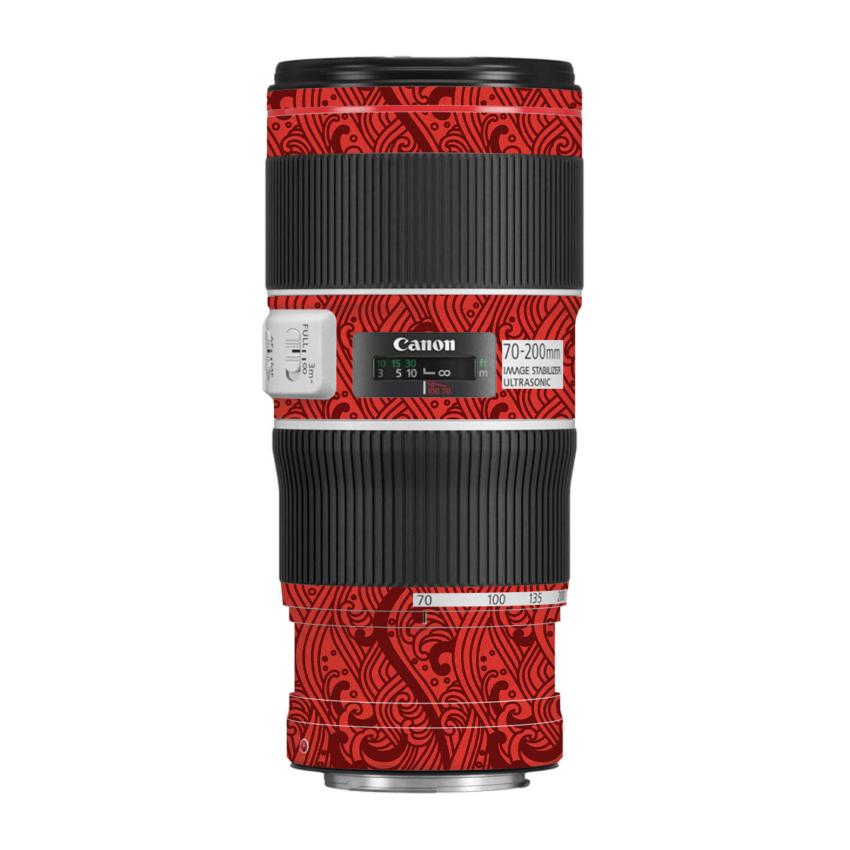 Textured Crimson Wave Canon EF 70-200 F/4L IS II USM Camera Lens Skin