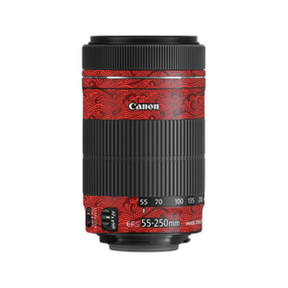 Textured Crimson Wave Canon EF-S 55–250mm f/4–5.6 IS STM Camera Lens Skin