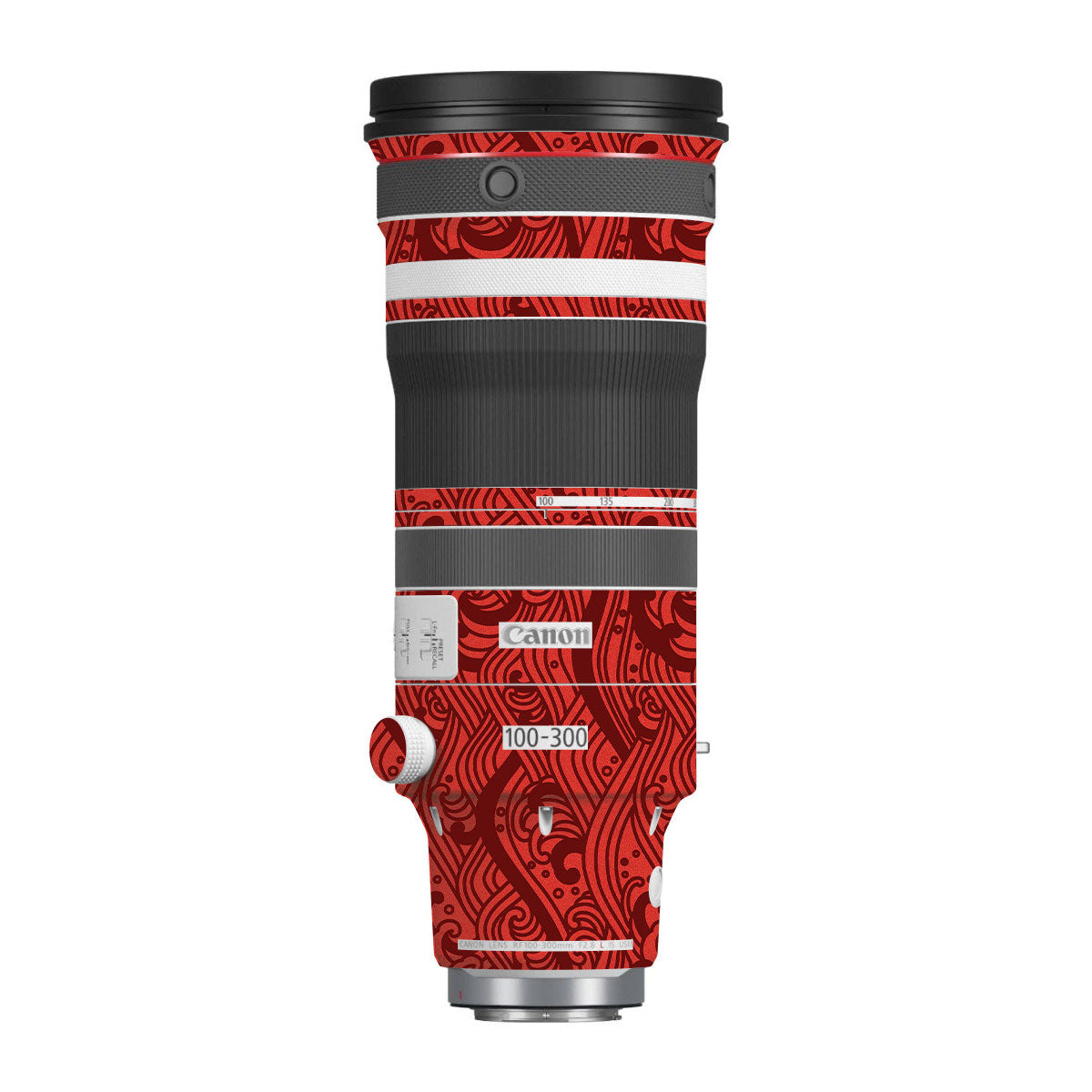 Textured Crimson Wave Canon RF 100-300mm F/2.8 L IS USM Camera Lens Skin