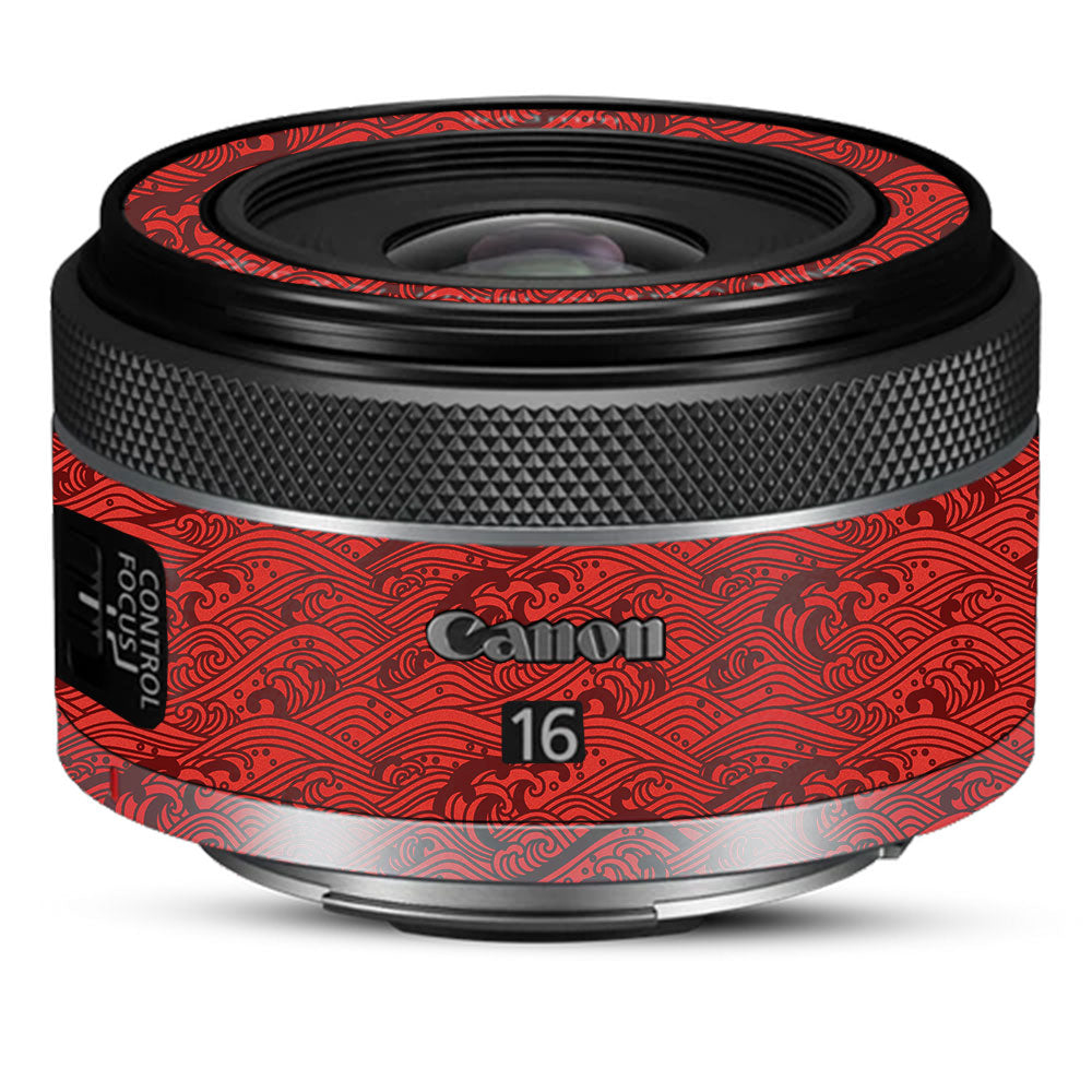 Textured Crimson Wave Canon RF 16mm f/2.8 STM Camera Lens Skin