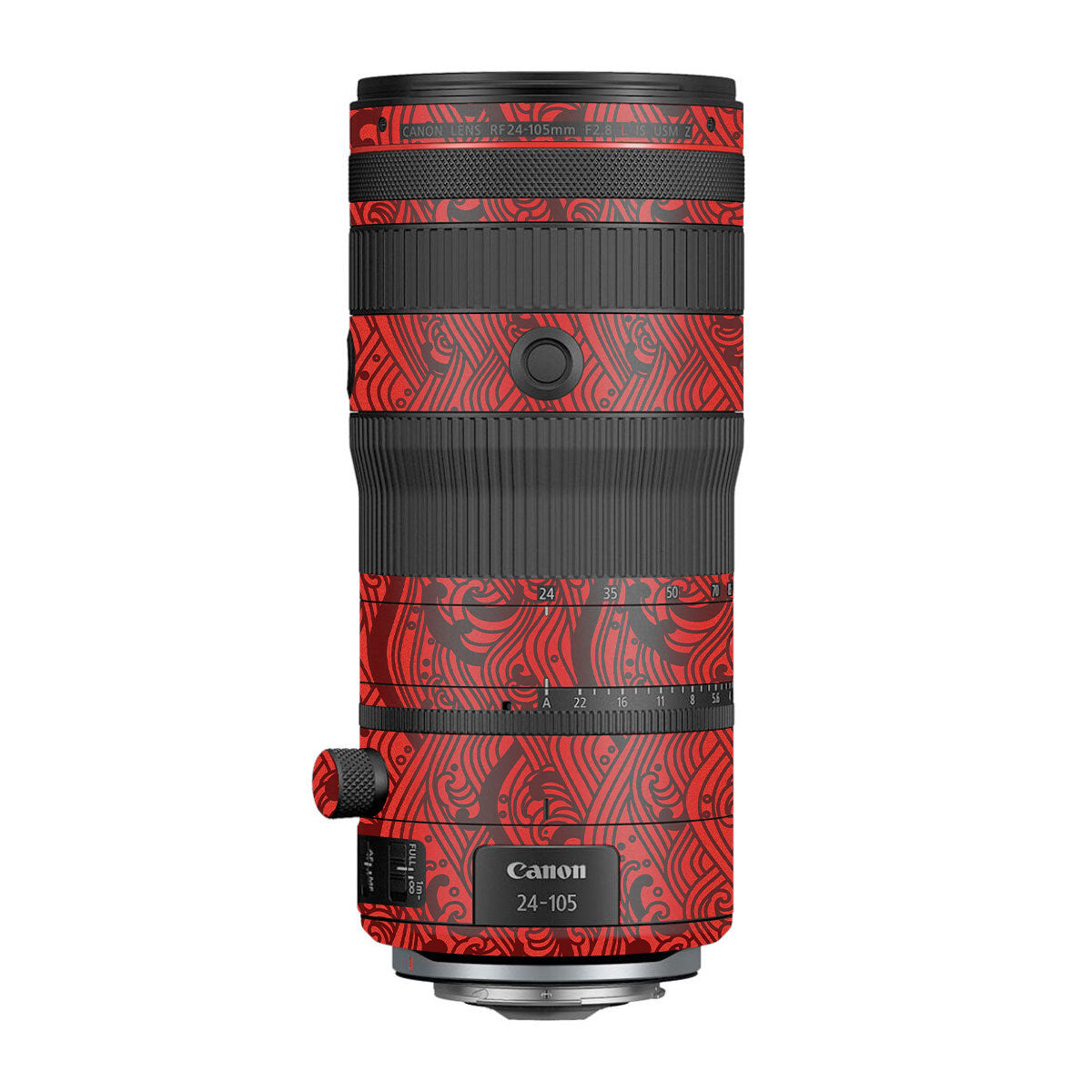 Textured Crimson Wave Canon RF 24-105mm F/2.8 L IS USM Z Camera Lens Skin