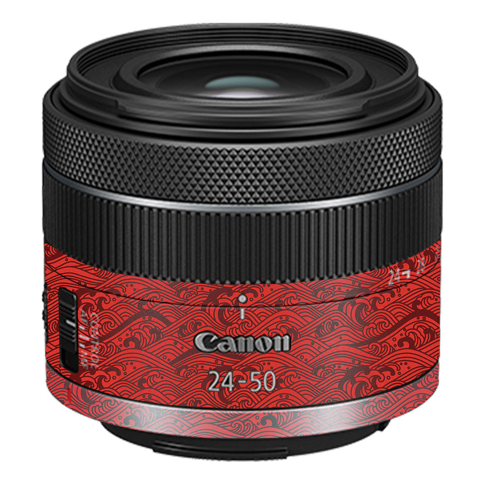 Textured Crimson Wave Canon RF 24–50mm f/4.5–6.3 IS STM Camera Lens Skin