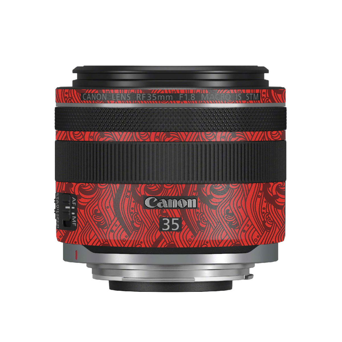 Textured Crimson Wave Canon RF 35mm F/1.8 Macro Camera Lens Skin