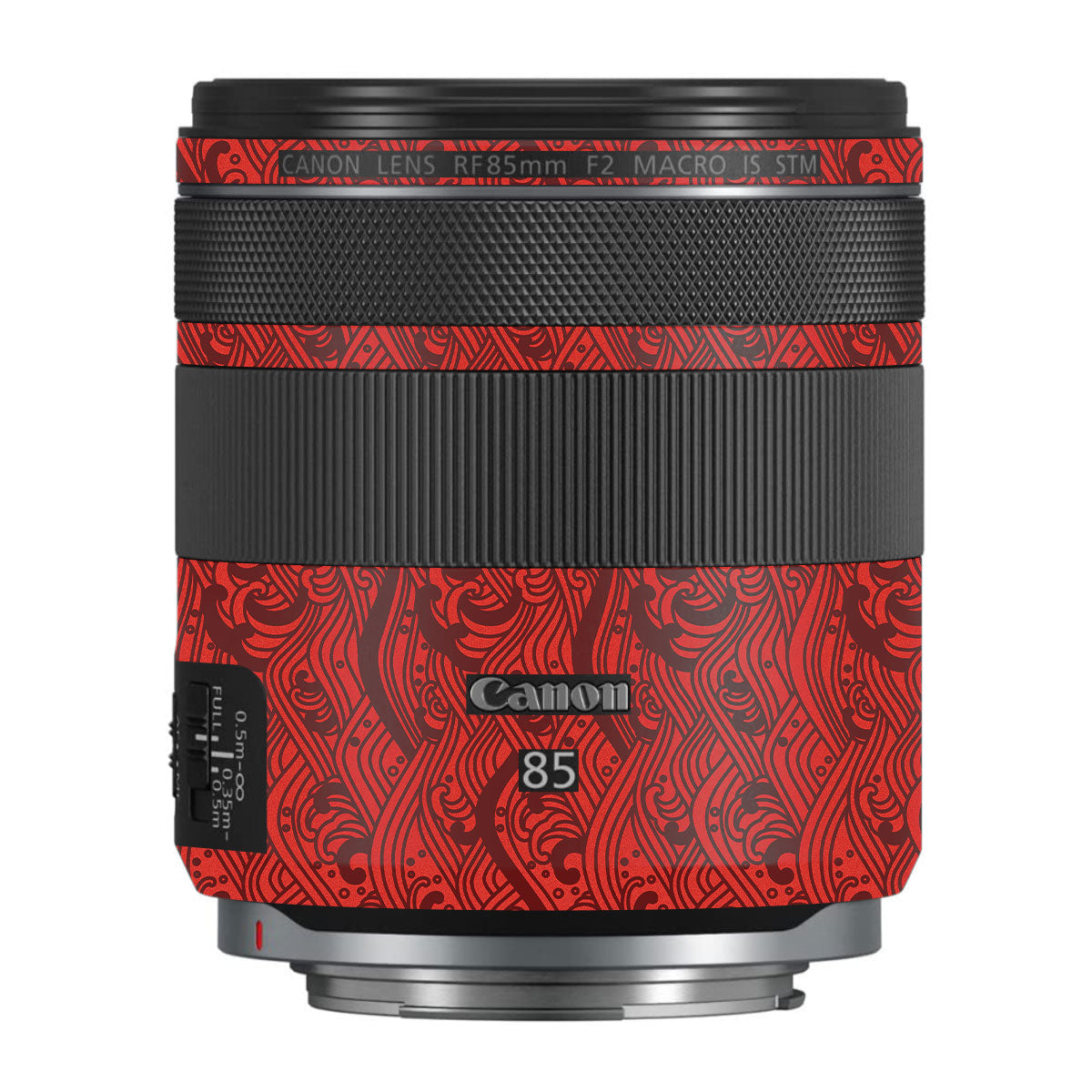 Textured Crimson Wave Canon RF 85mm F/2 Macro IS STM Camera Lens Skin