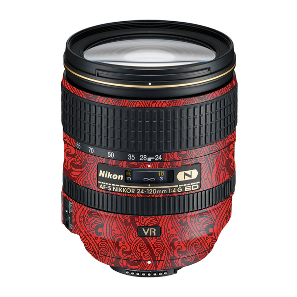 Textured Crimson Wave Nikon Nikkor AF-S 24-120mm F4 G ED VR Camera Lens Skin
