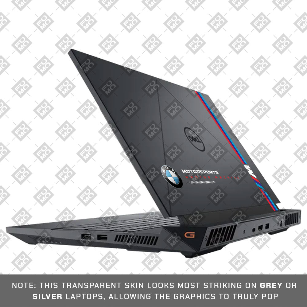 Transparent BMW Racing Graphic Dell G15 5520, 5530 Laptop Skin