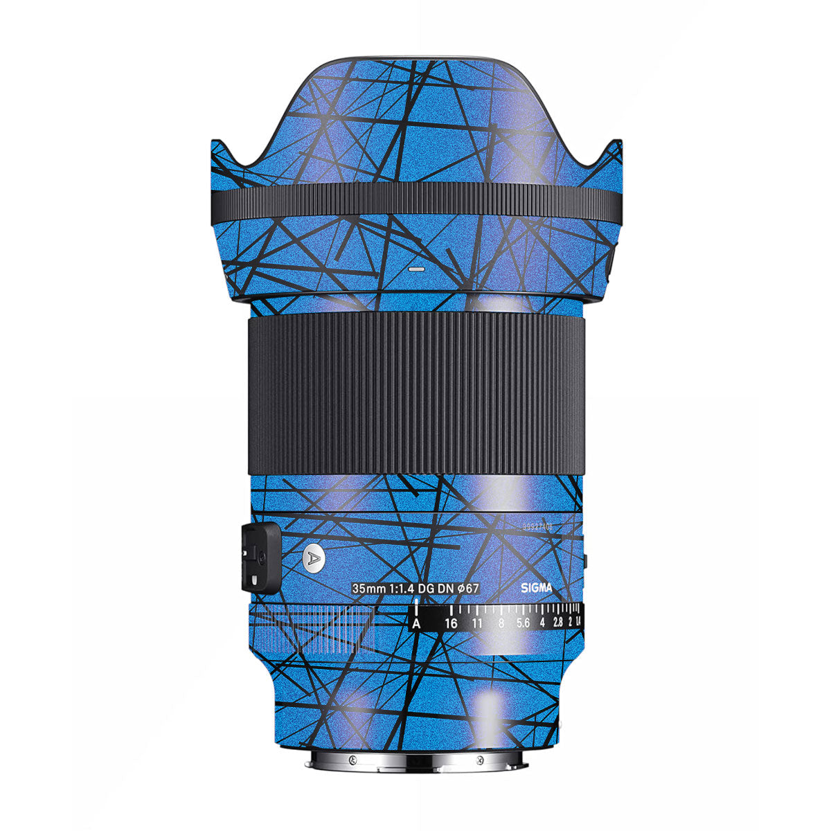 Textured Electric Blue Chaos Sigma 35mm F/1.4 DG Nikon Mount Camera Lens Skin