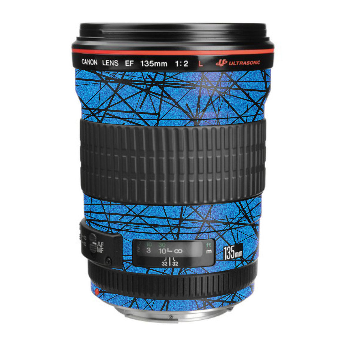 Textured Electric Blue Chaos Canon EF 135mm F/2L USM Camera Lens Skin
