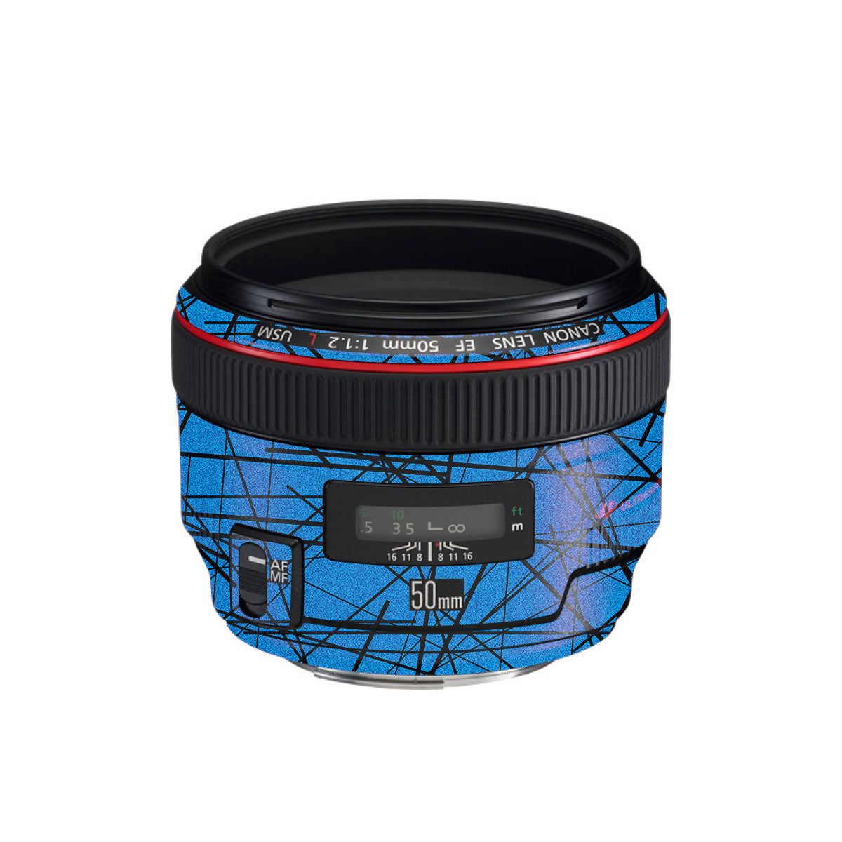 Textured Electric Blue Chaos Canon EF 50mm F/1.2 L USM Camera Lens Skin