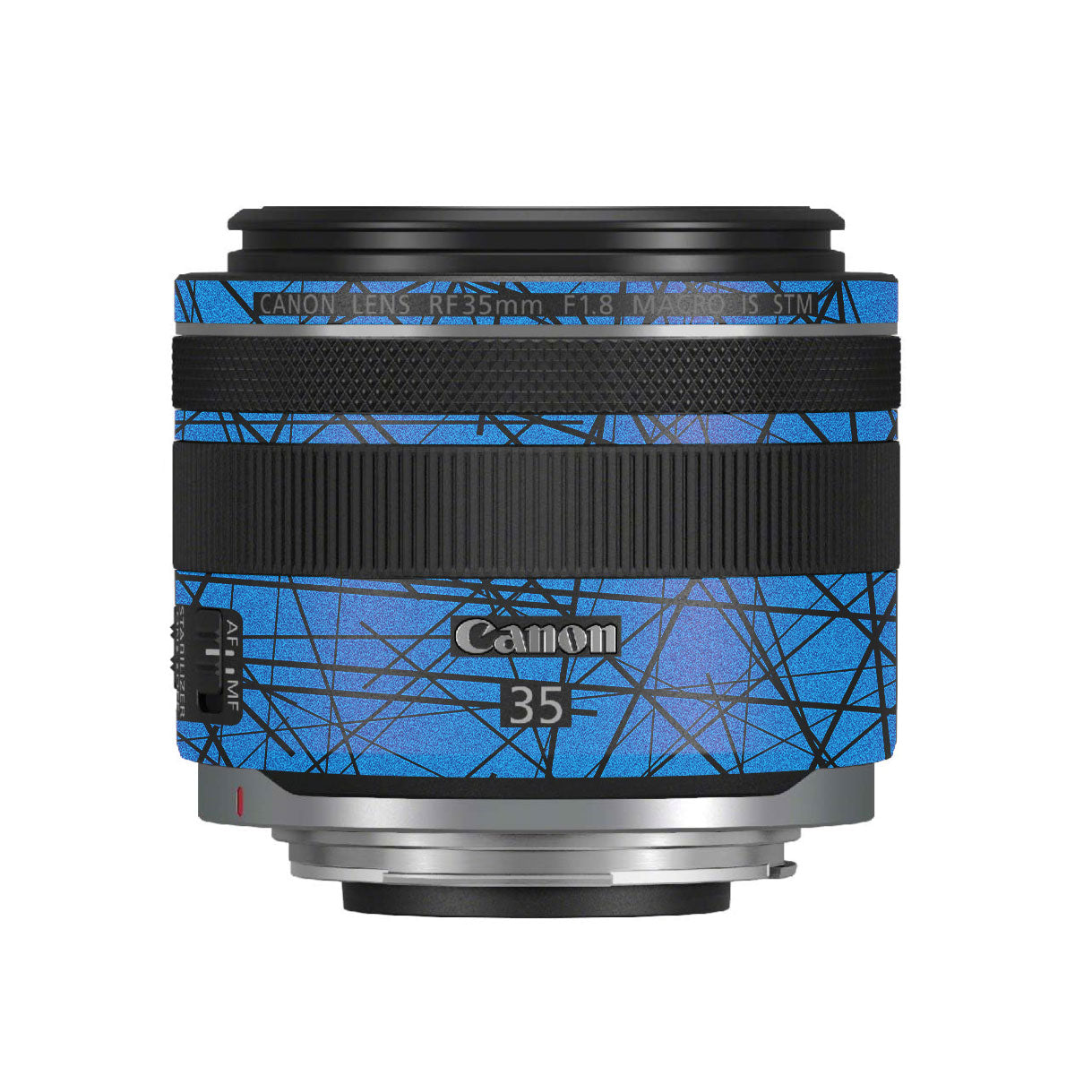 Textured Electric Blue Chaos Canon RF 35mm F/1.8 Macro Camera Lens Skin