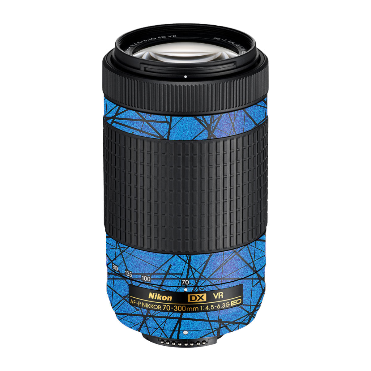 Textured Electric Blue Chaos Nikon AF-P Nikkor 70-300mm F/4.5-6.3G ED VR Camera Lens Skin