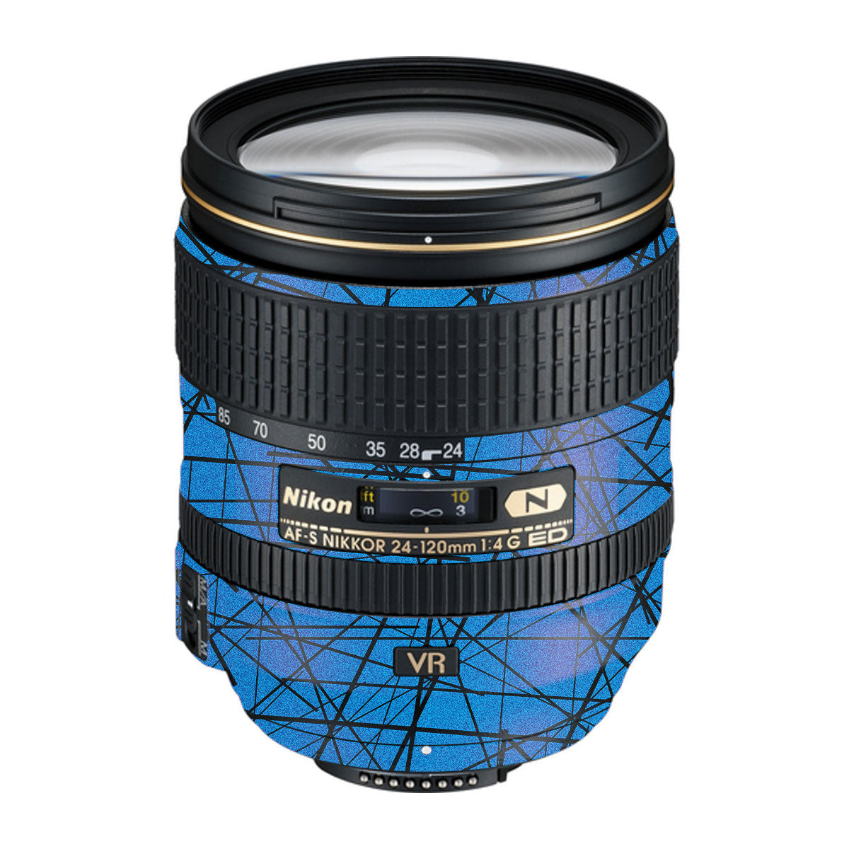 Textured Electric Blue Chaos Nikon Nikkor AF-S 24-120mm F4 G ED VR Camera Lens Skin