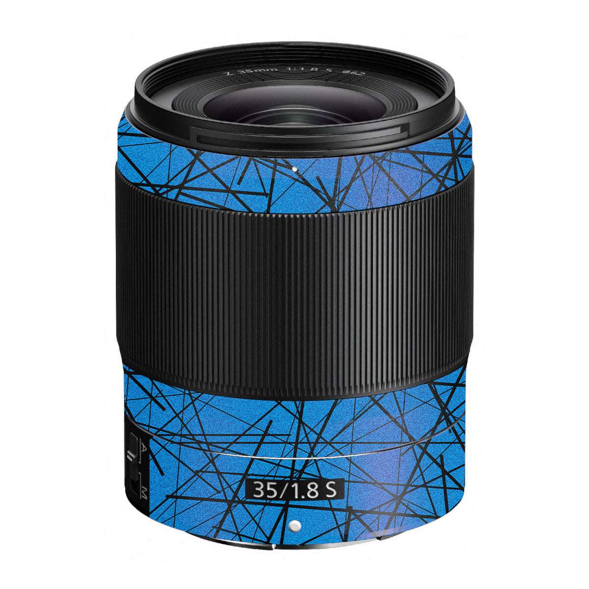 Textured Electric Blue Chaos Nikon Nikkor Z 35mm F/1.8 S Camera Lens Skin