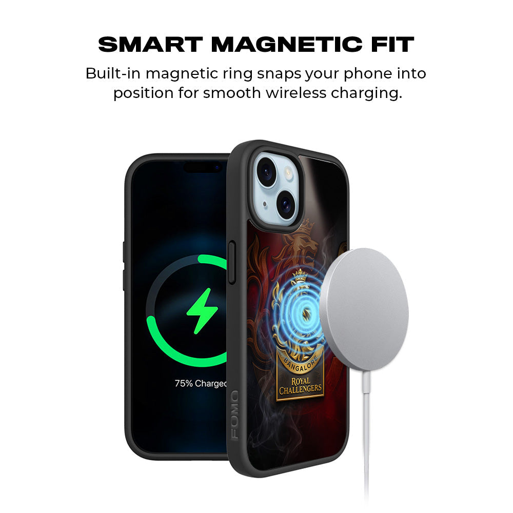 Royal Challengers Bangalore Golden Lion IPL Sports 3D Skin with Shockguard Armour Magsafe Case for Apple iPhone 15 Plus