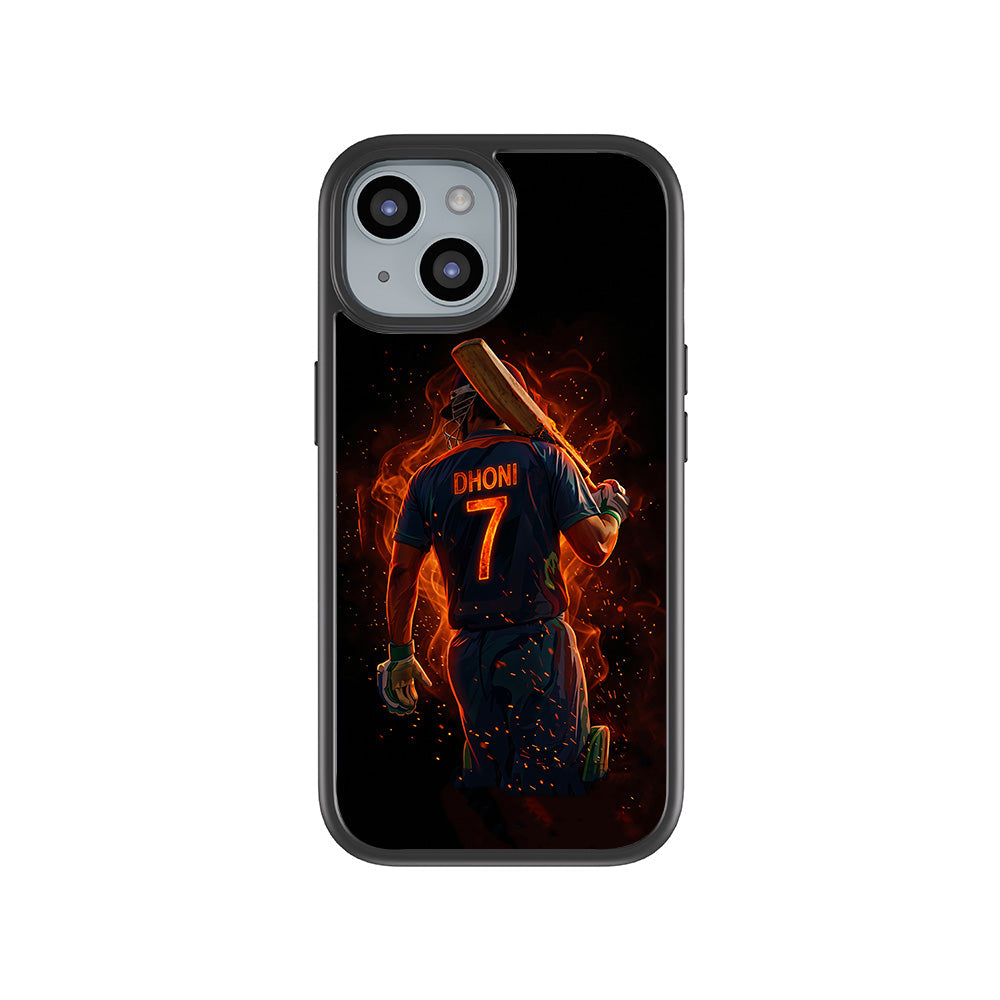 MS Dhoni Inferno Seven Cricket Sports 3D Skin with Shockguard Armour Magsafe Case for Apple iPhone 15 Plus