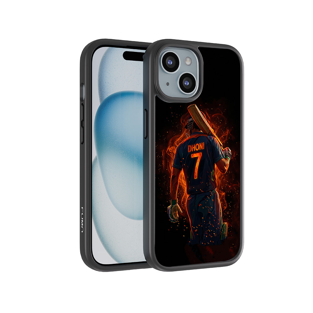 MS Dhoni Inferno Seven Cricket Sports 3D Skin with Shockguard Armour Magsafe Case for Apple iPhone 15 Plus