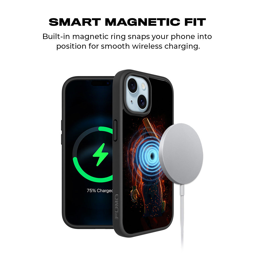 MS Dhoni Inferno Seven Cricket Sports 3D Skin with Shockguard Armour Magsafe Case for Apple iPhone 15 Plus