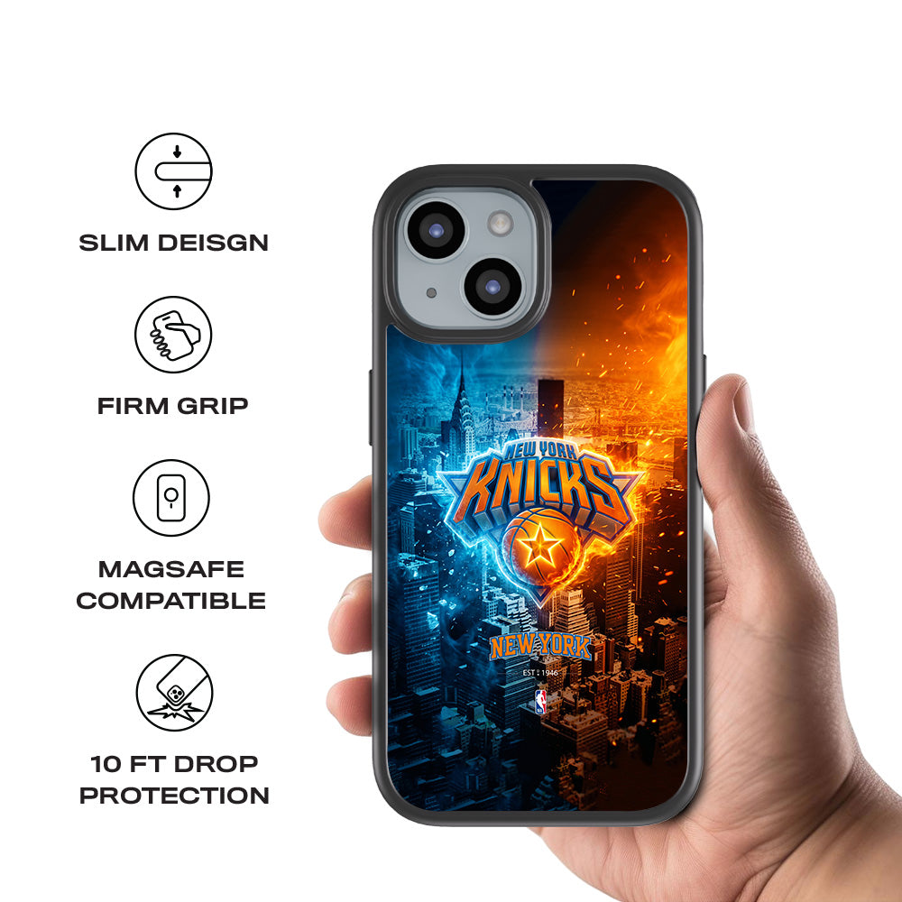 New York Knicks City Pride Sports 3D Skin with Shockguard Armour Magsafe Case for Apple iPhone 15