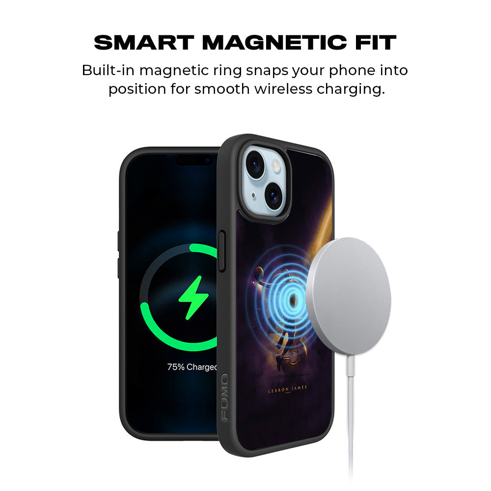 LeBron James King 23 Basketball Sports 3D Skin with Shockguard Armour Magsafe Case for Apple iPhone 15 Plus