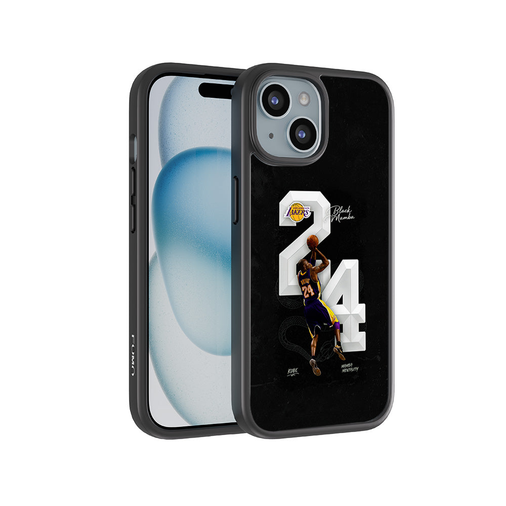 Kobe Bryant Black Mamba 24 Basketball Sports 3D Skin with Shockguard Armour Magsafe Case for Apple iPhone 15 Plus