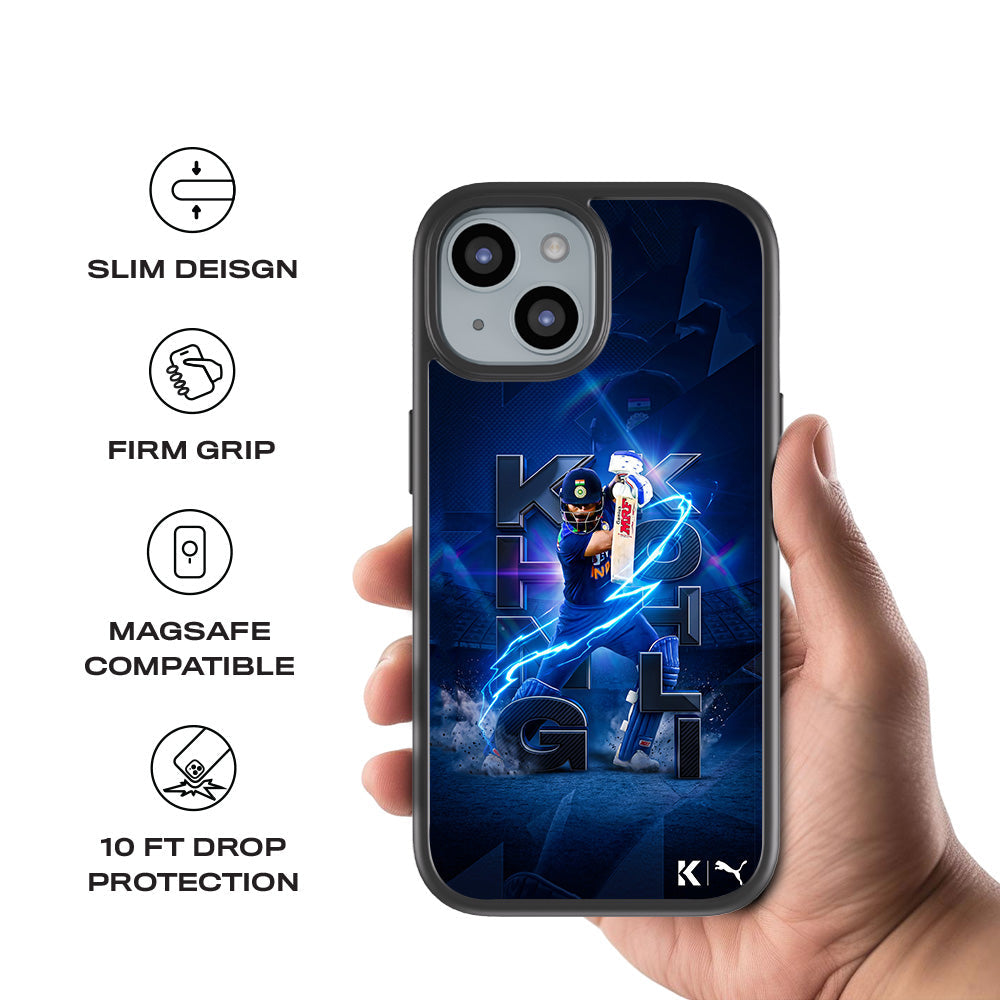 Virat Kohli King Kohli Cricket Sports 3D Skin with Shockguard Armour Magsafe Case for Apple iPhone 15 Plus
