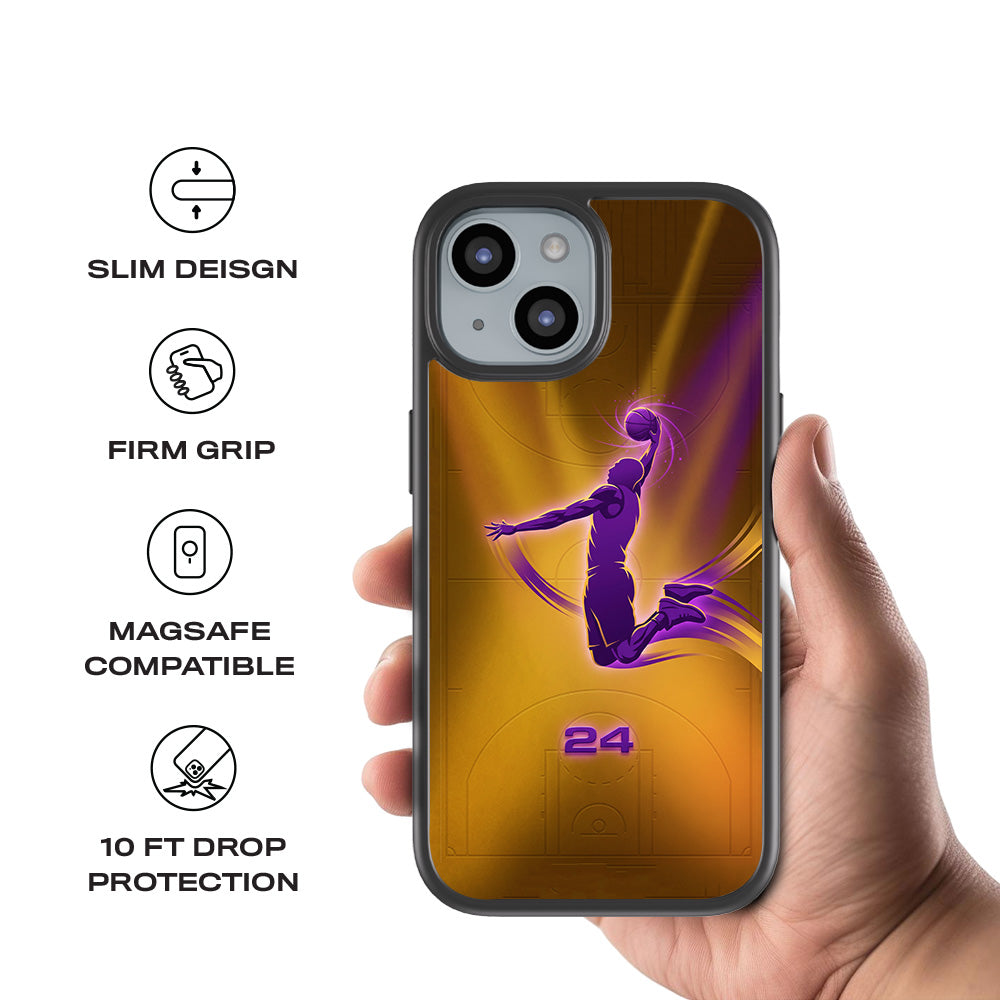Purple Dunk 24 Sports 3D Skin with Shockguard Armour Magsafe Case for Apple iPhone 15