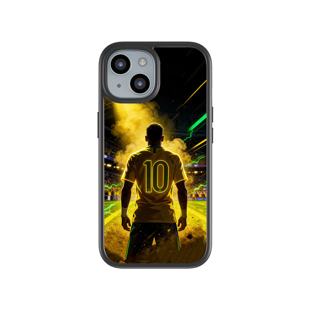 Brazil Number 10 Football Sports 3D Skin with Shockguard Armour Magsafe Case for Apple iPhone 15
