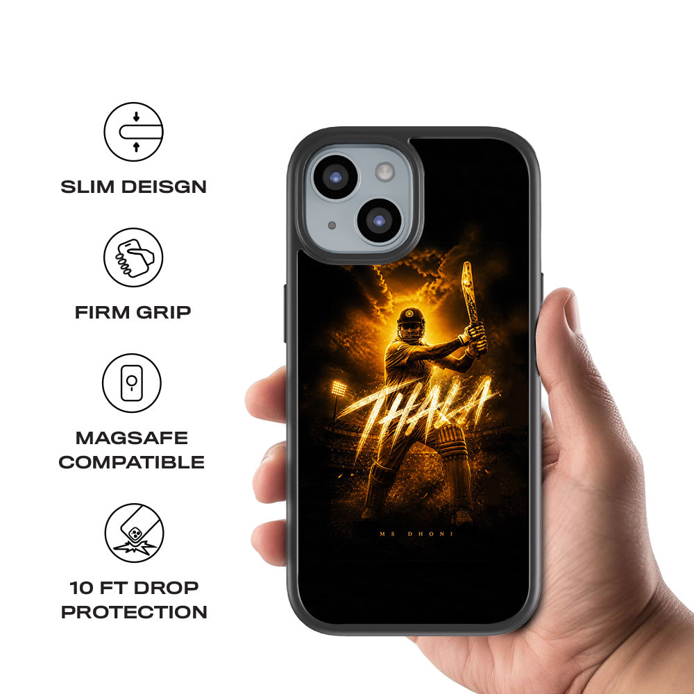 MS Dhoni THALA Cricket Sports 3D Skin with Shockguard Armour Magsafe Case for Apple iPhone 15 Plus