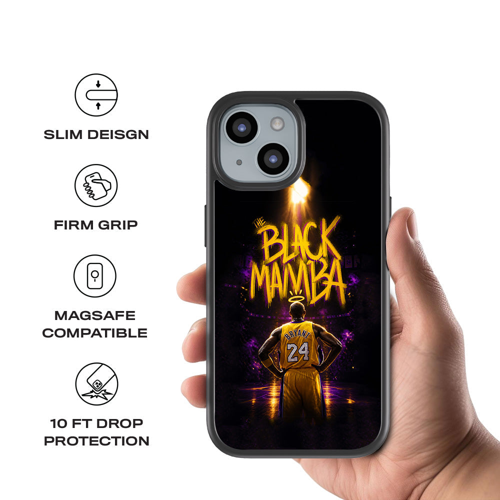 Black Mamba 24 Basketball Sports 3D Skin with Shockguard Armour Magsafe Case for Apple iPhone 15 Plus