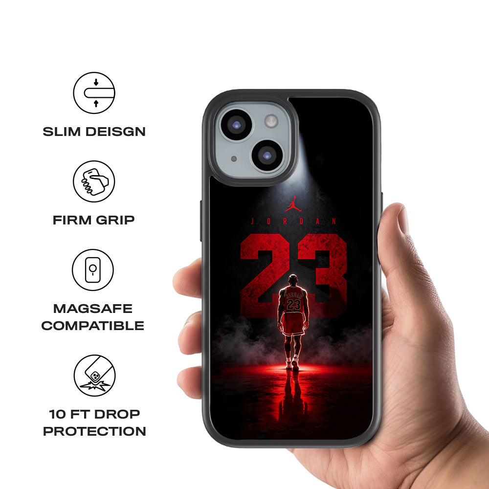 Michael Jordan Legacy Sports 3D Skin with Shockguard Armour Magsafe Case for Apple iPhone 15 Plus