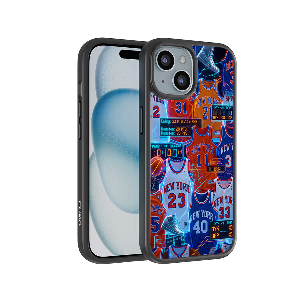 New York Knicks Retro Jerseys Sports 3D Skin with Shockguard Armour Magsafe Case for Apple iPhone 15