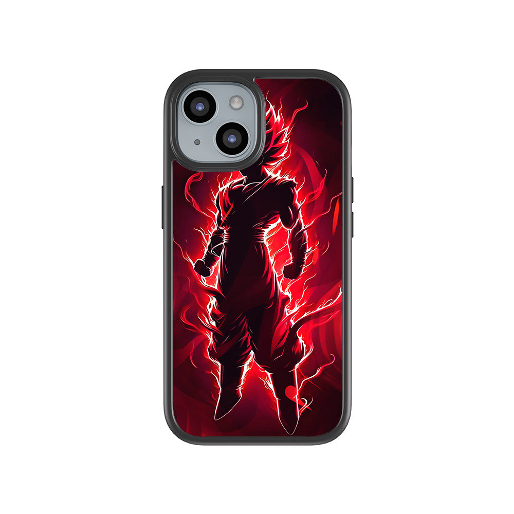 Goku in Fiery Red 3D Skin with Shockguard Armour Magsafe Case for Apple iPhone 15