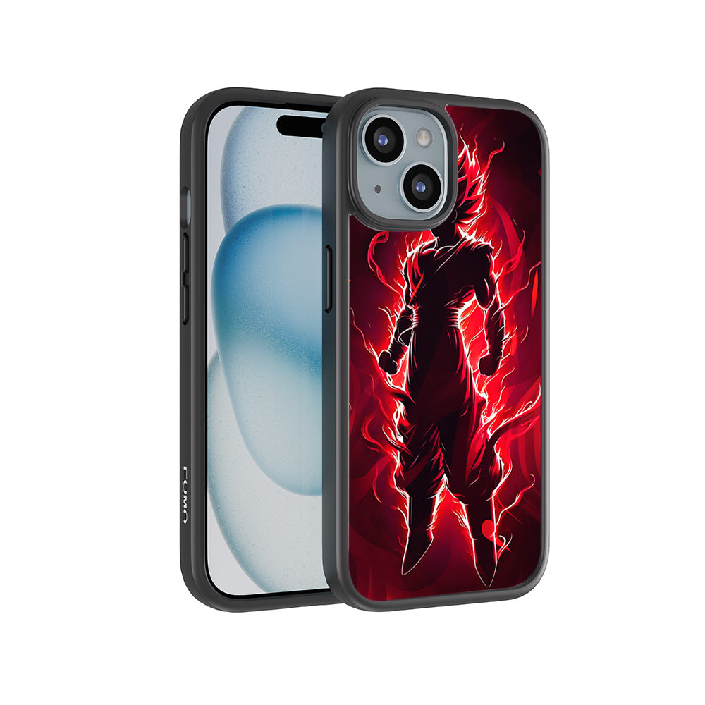 Goku in Fiery Red 3D Skin with Shockguard Armour Magsafe Case for Apple iPhone 15