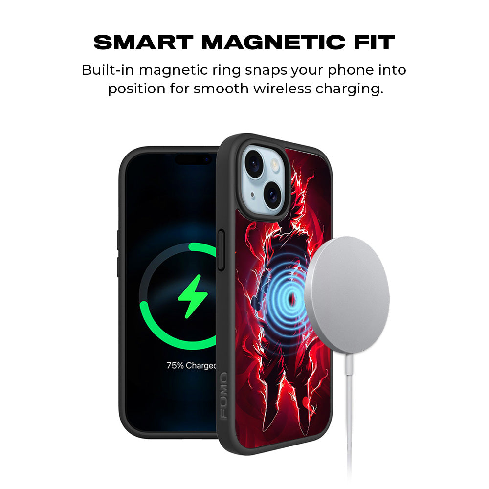 Goku in Fiery Red 3D Skin with Shockguard Armour Magsafe Case for Apple iPhone 15