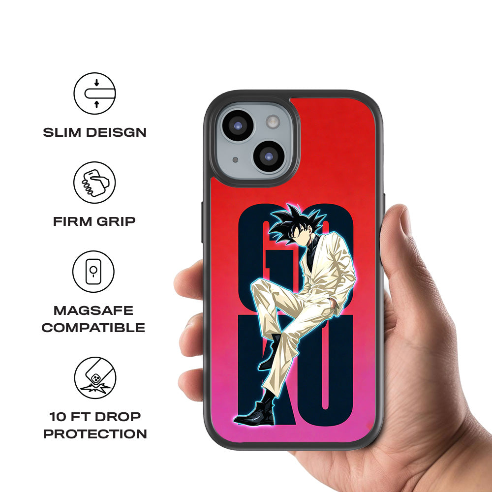 Goku Streetwear Aura 3D Skin with Shockguard Armour Magsafe Case for Apple iPhone 15
