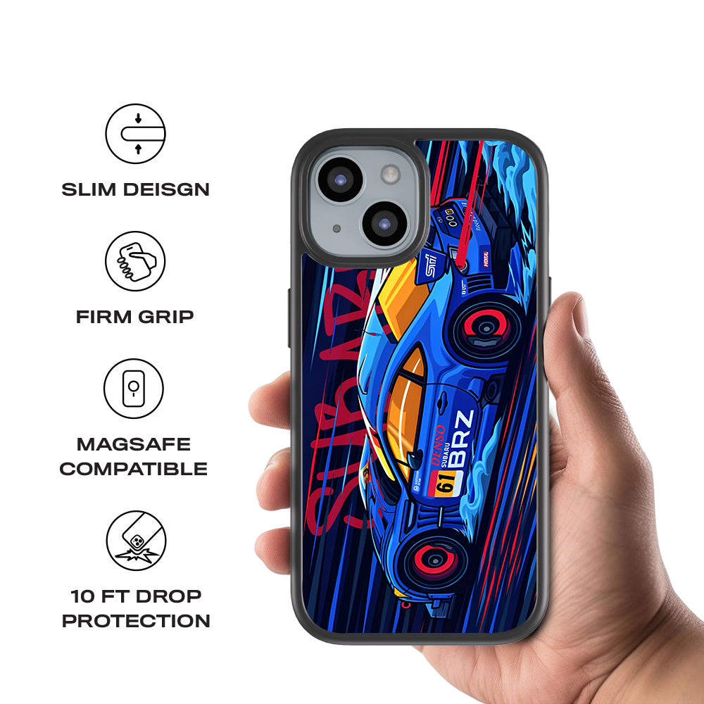 Subaru BRZ 3D Skin with Shockguard Armour Magsafe Case for Apple iPhone 15