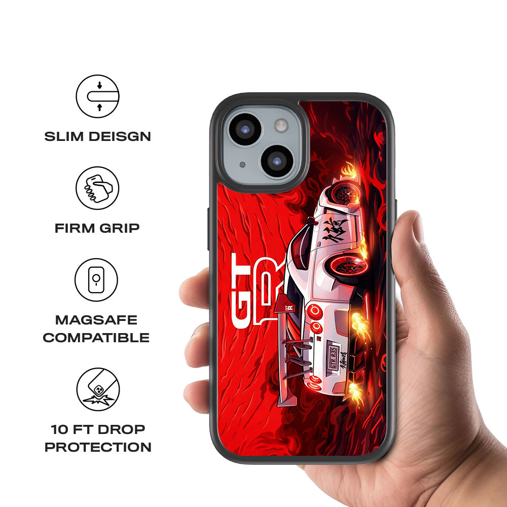 Nissan GTR Racing Edition 3D Skin with Shockguard Armour Magsafe Case for Apple iPhone 15