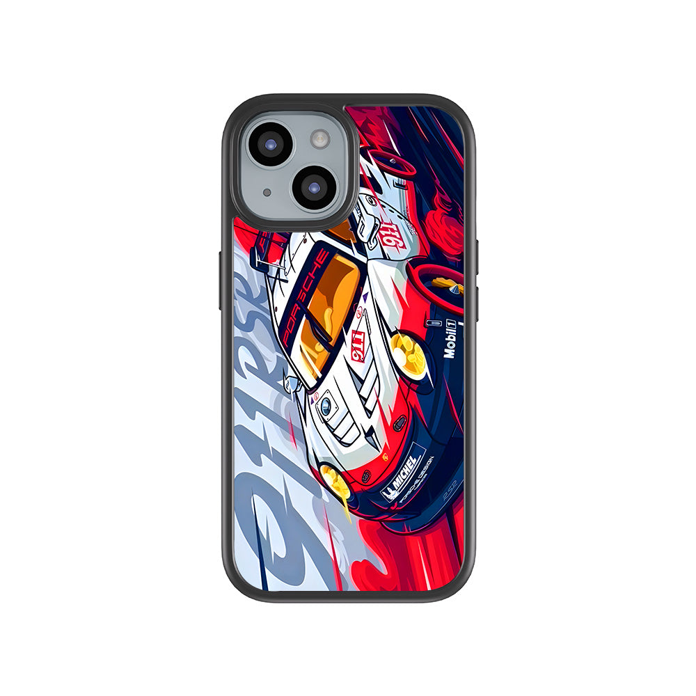 Porsche 911 RSR 3D Skin with Shockguard Armour Magsafe Case for Apple iPhone 15 Plus