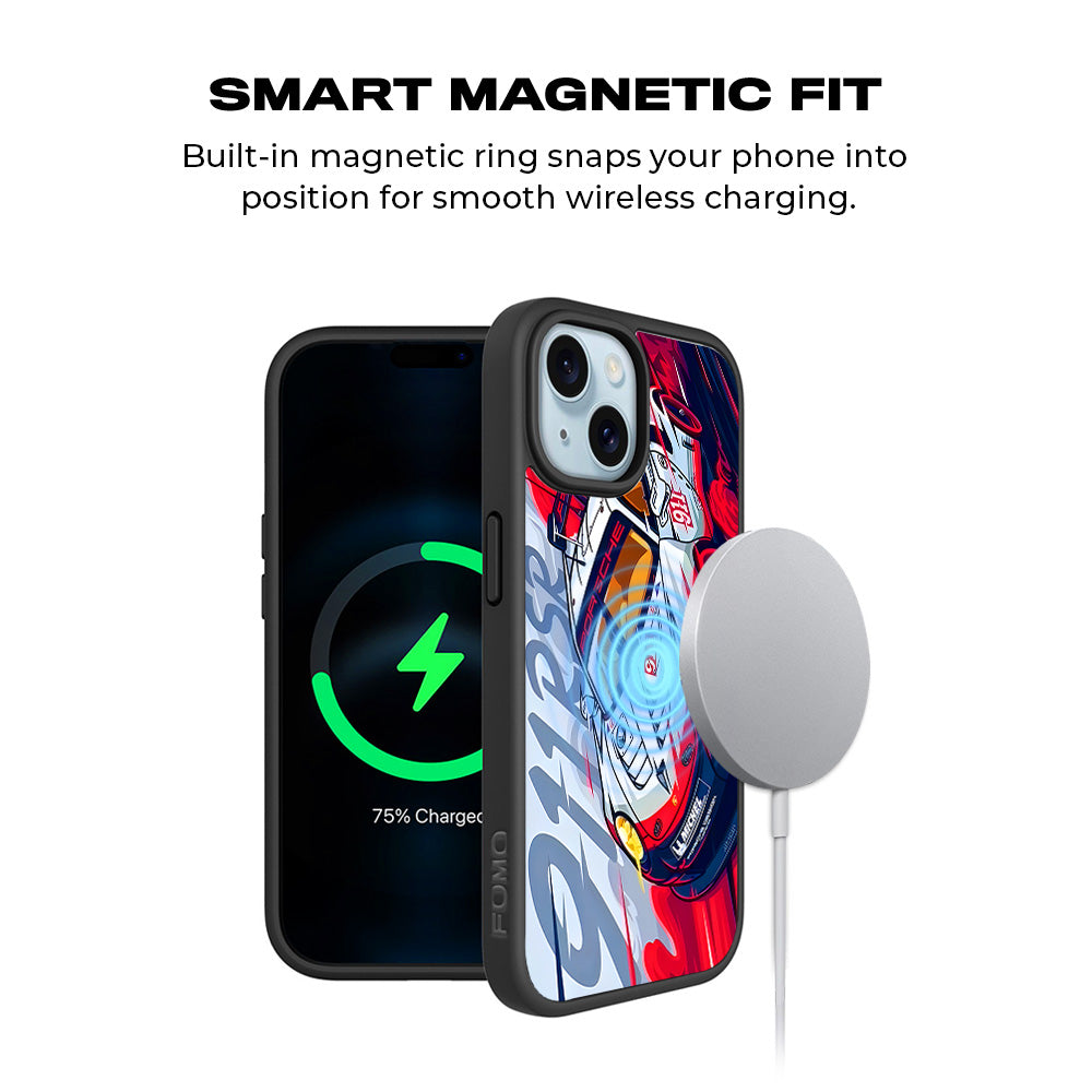 Porsche 911 RSR 3D Skin with Shockguard Armour Magsafe Case for Apple iPhone 15 Plus