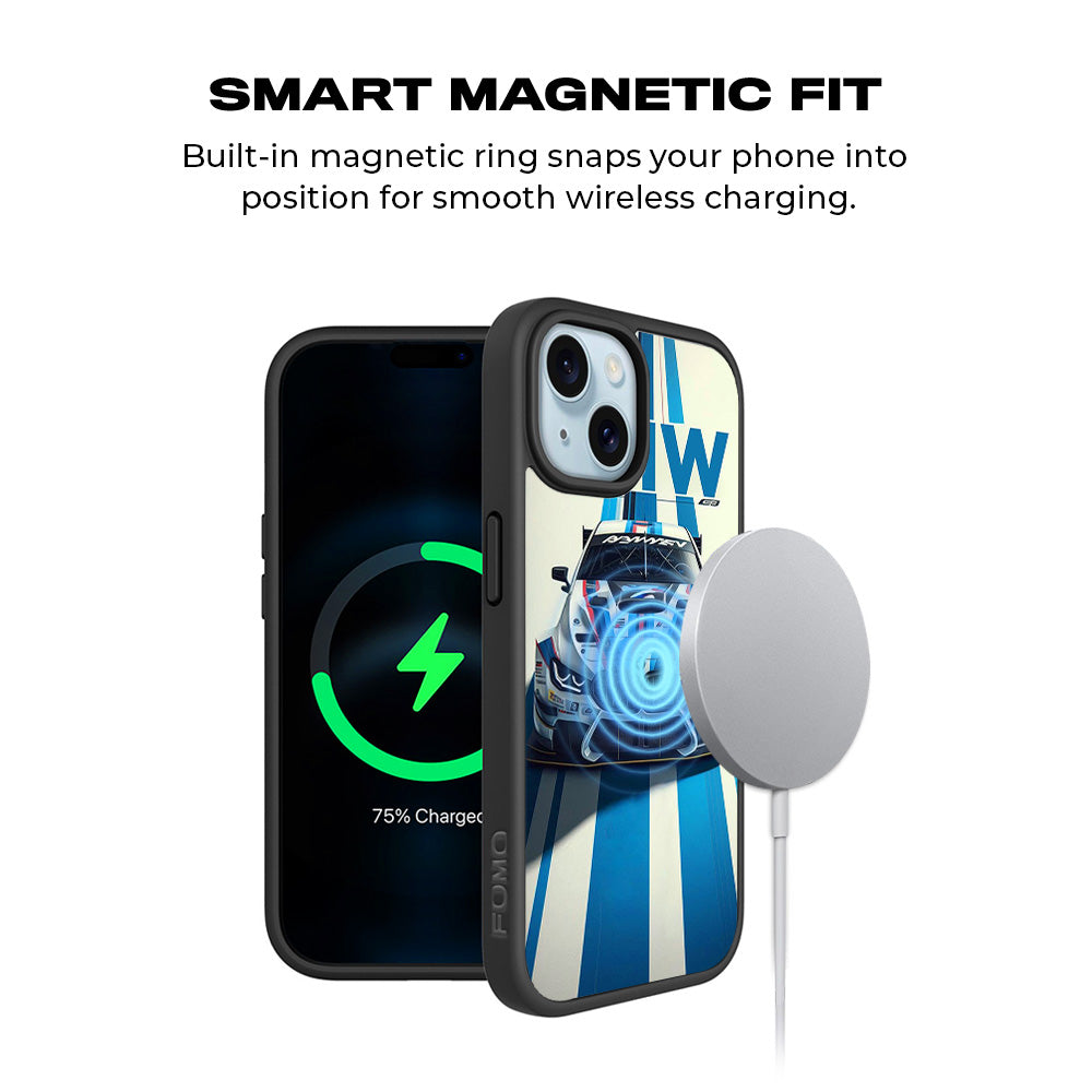 BMW GT Racing 3D Skin with Shockguard Armour Magsafe Case for Apple iPhone 15