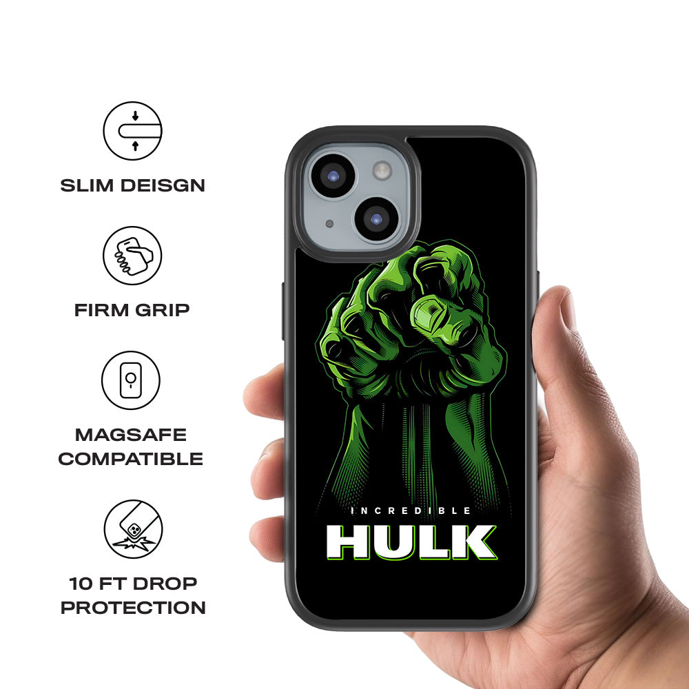 Incredible Hulk Fist Comic 3D Skin with Shockguard Armour Magsafe Case for Apple iPhone 15