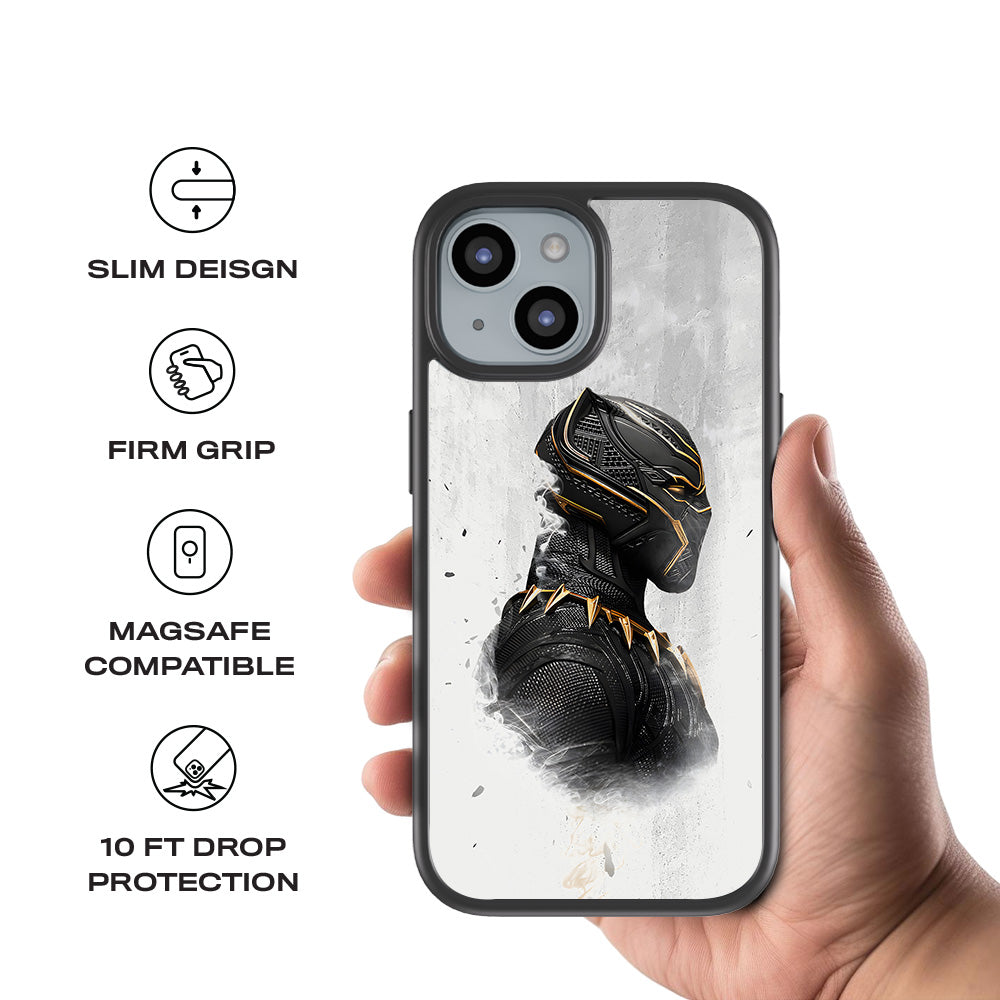 Wakanda Forever Black Panther Comic 3D Skin with Shockguard Armour Magsafe Case for Apple iPhone 15 Plus
