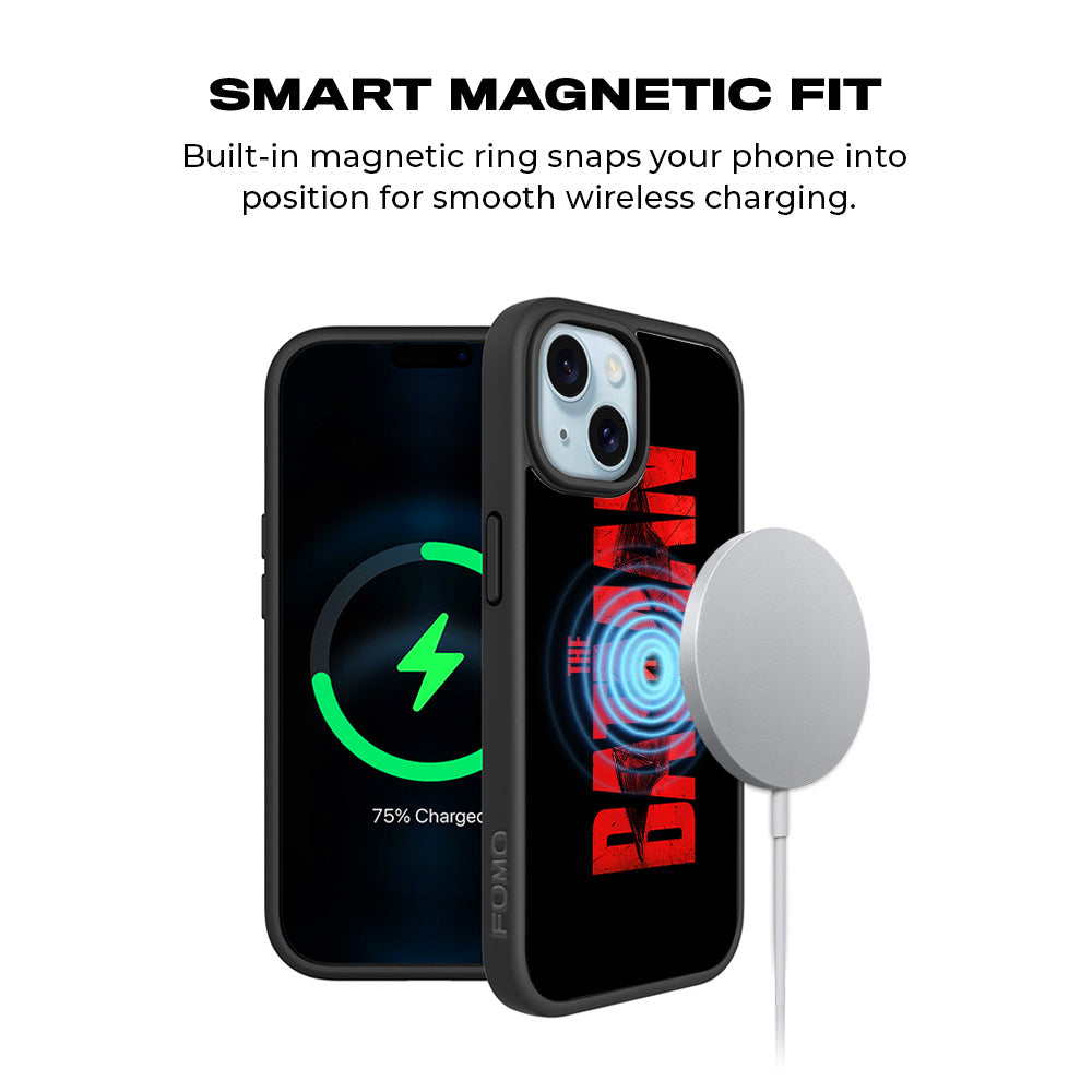 The Batman in Bold Red 3D Skin with Shockguard Armour Magsafe Case for Apple iPhone 15 Plus