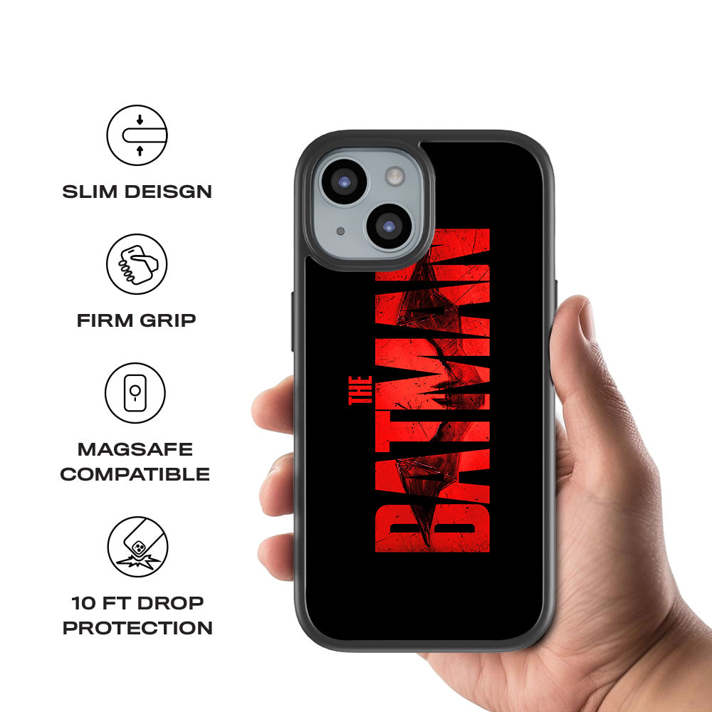 The Batman in Bold Red 3D Skin with Shockguard Armour Magsafe Case for Apple iPhone 15 Plus