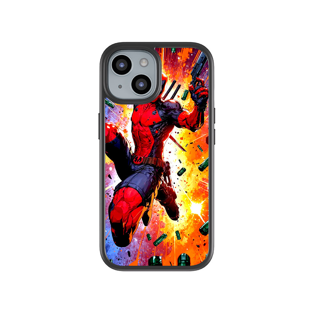 Deadpool Crimson Comics 3D Skin with Shockguard Armour Magsafe Case for Apple iPhone 15 Plus