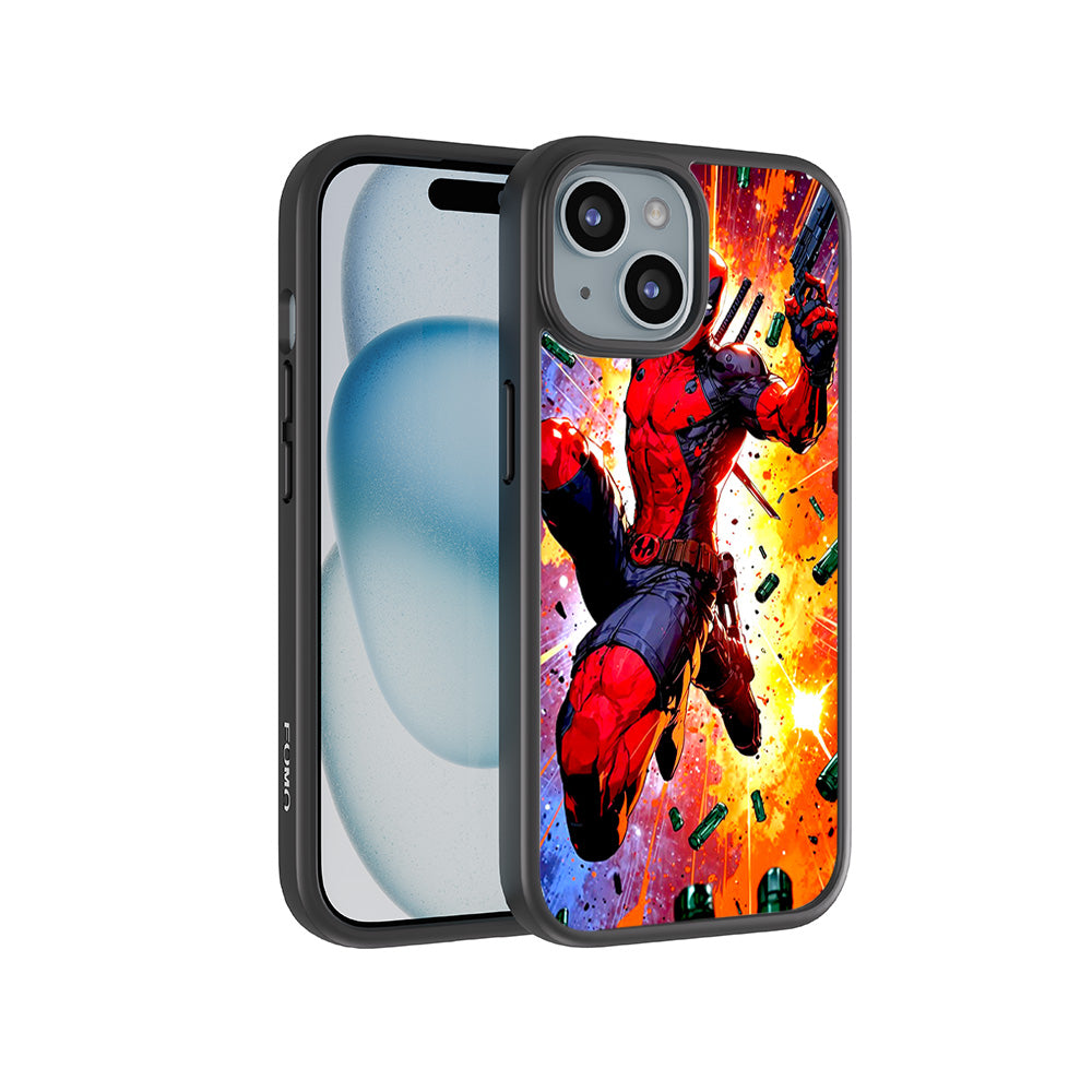Deadpool Crimson Comics 3D Skin with Shockguard Armour Magsafe Case for Apple iPhone 15 Plus