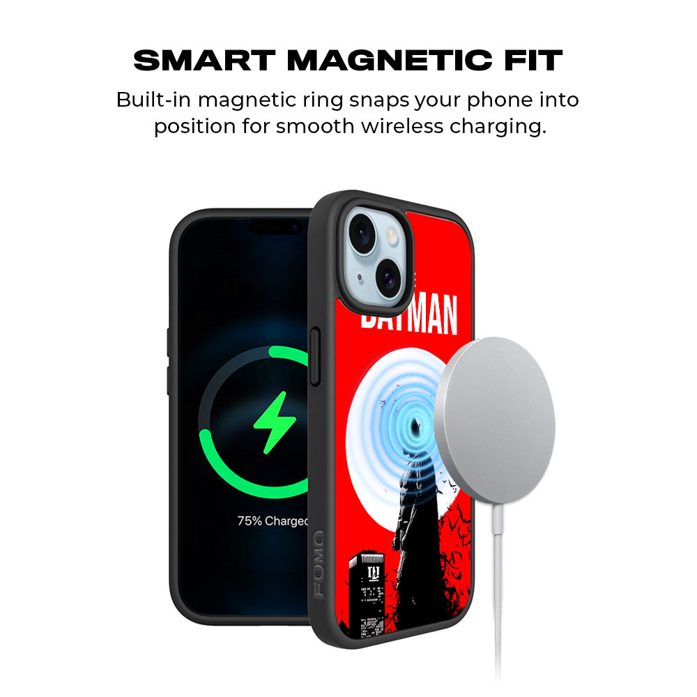 Batman Night Over Comics 3D Skin with Shockguard Armour Magsafe Case for Apple iPhone 15 Plus
