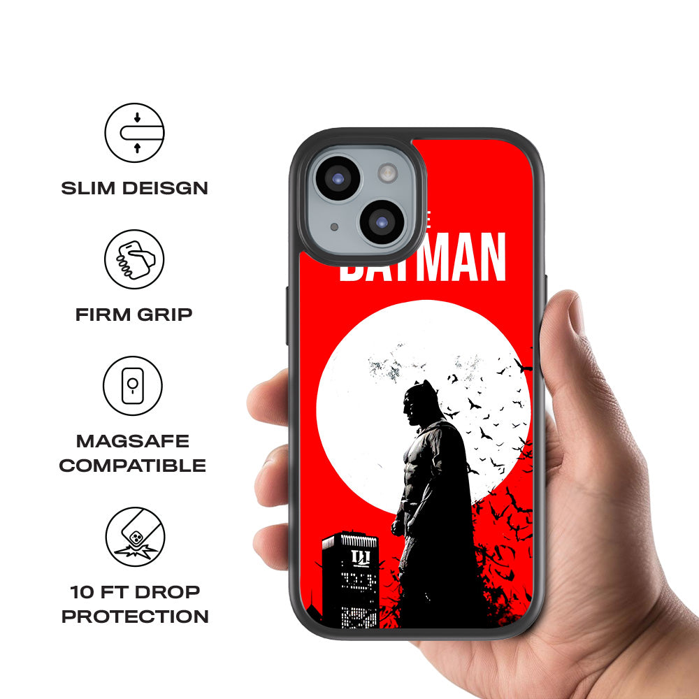Batman Night Over Comics 3D Skin with Shockguard Armour Magsafe Case for Apple iPhone 15 Plus